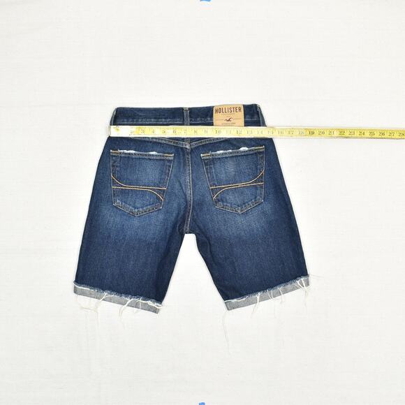 NEW Hollister Men's Bermuda Denim Shorts Solid Cotton Blue Size 28 Button Fly - Picture 4 of 8